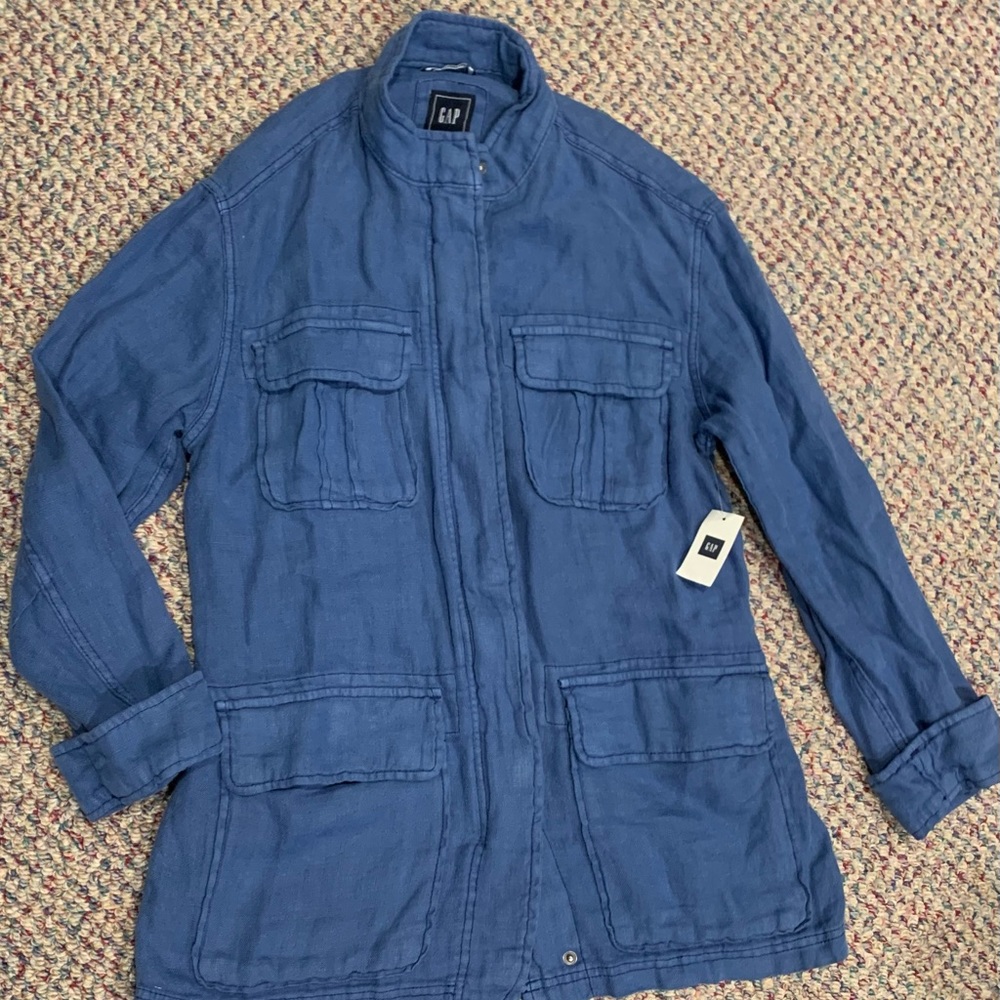 Gap Women’s Blue Linen Jacket (Size Small)